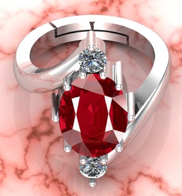 SIDHGEMS SIDHGEMS 10.25 Ratti 9.25 Carat Natural Ruby Stone Manik Ring Brass Ruby Silver Plated Ring
