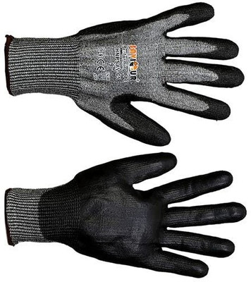 SAVIOUR Performing Ppe Black PU Coated on HPPE linear Gloves - (Pack Of 2) Nylon  Safety Gloves(Pack of 2)