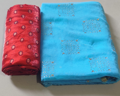 V And V Shop Printed Daily Wear Chiffon Saree(Light Blue)