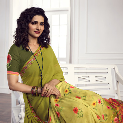 vairagee Printed Bollywood Georgette Saree(Light Green)