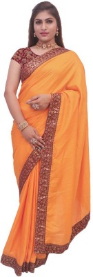 Ayjo fab Self Design Banarasi Art Silk Saree(Gold, Yellow)