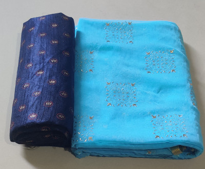 ELEGENCE FAB Polka Print Daily Wear Chiffon Saree(Light Blue)