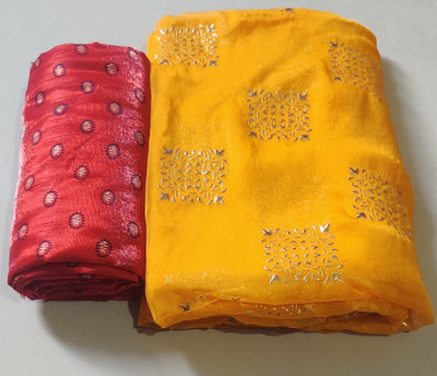 ELEGENCE FAB Polka Print Daily Wear Chiffon Saree(Yellow)
