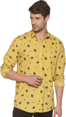 YHA Men Printed Casual Yellow Shirt