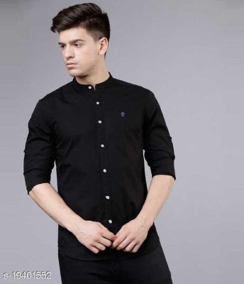 SK Fashion Men Solid Casual Black Shirt