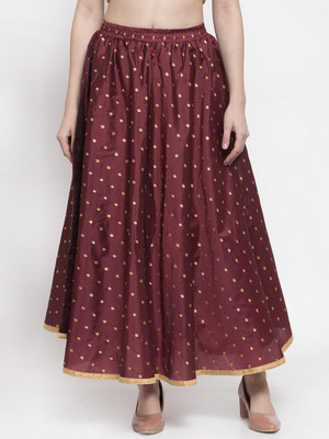 MIAZ LIFESTYLE Polka Print Women Flared Maroon Skirt