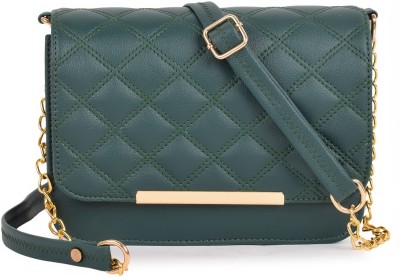 ROLEXO Green Sling Bag Stylish Fancy Fashionable Gold Chain Strap Shoulder Slingbag For Women