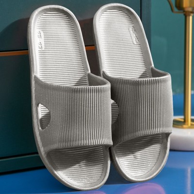 ILU Women Slipper for Men's Flip Flops Massage Fashion Slides Open Toe Non Slip Dark Grey Slides(Grey , 10)