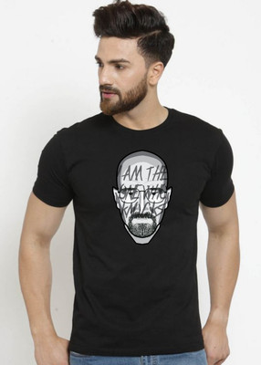 ELEGANT FOX Graphic Print Men Round Neck Black T-Shirt