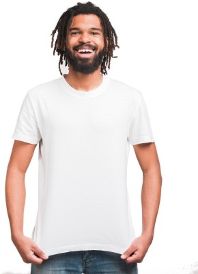 Stylimo Solid Men Round Neck White T-Shirt