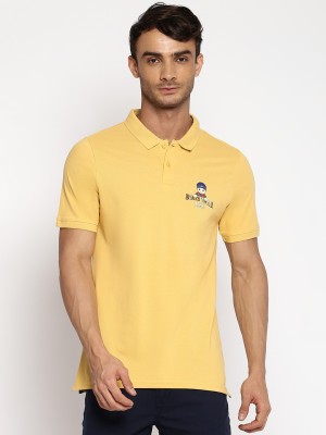 LEE Typography Men Polo Neck Yellow T-Shirt