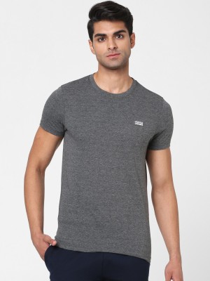 JACK & JONES Solid Men Round Neck Grey T-Shirt