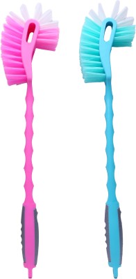 worldvery Plastic Double Side Toilet Bathroom Cleaning Brush(Multicolor)