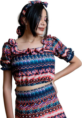 vama enterprises Casual Chevron/Zig Zag Women Multicolor Top