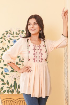 NEELKANTH TRENDS Casual Embroidered Women White Top