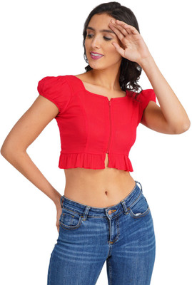 ALAKNANDA Casual Solid Women Red Top