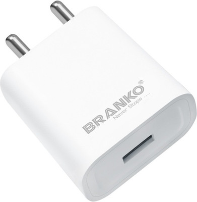 Branko 2.4Amp, Fast Charging single USB Port with 1 Meter cable Worldwide Adaptor(White)