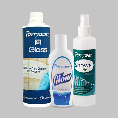 Parryware Gloss floor tile cleaner & descaler 500ml, Glow faucet cleaner 200ml- Get Shower Pro Deep cleaner 250ml FREE(950 ml)