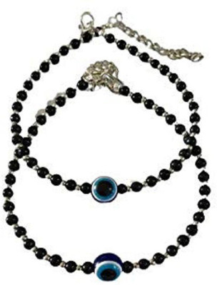 Rapid Turkish Evil Eye Black Beads Anklet Nazariya Payal for Women / Girls Crystal Anklet