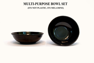 GOOFFI Melamine Serving Bowl(Pack of 2, Black)
