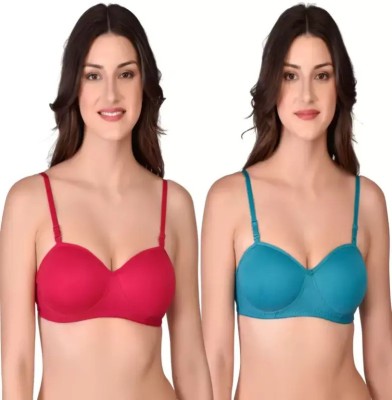 Narsingha Dreams Women T-Shirt Lightly Padded Bra(Pink, Light Blue)