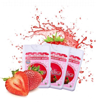 Delica Strawberry Mint Mouth Freshener For Men And Women (Pack of 3, 45 gm) Mouth Spray(45 g)