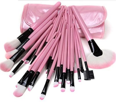 anjli Makeup Brush Set With Leather Pouch- Pink, Pack of 24(Pack of 24)