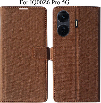 MYSHANZ Flip Cover for iQOO Z6 Pro 5G(Brown, Magnetic Case)