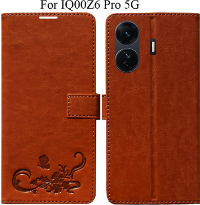 MYSHANZ Flip Cover for iQOO Z6 Pro 5G(Orange, Magnetic Case)