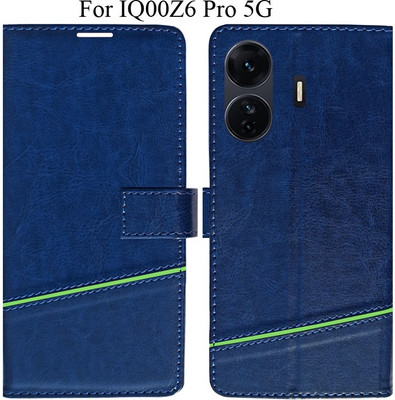 MYSHANZ Flip Cover for iQOO Z6 Pro 5G(Blue, Magnetic Case)