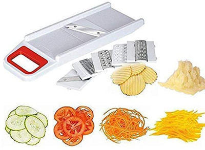 Fulkiza 6 in 1 Slicer & Grater with Safety Holder& Extra Sharp Blade Vegetable Slicer(pack of 1)