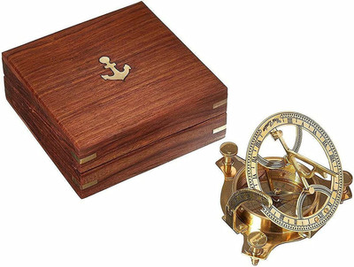 AkMart Nautical Sundial Compass with Box for Hiking Trekking Hunting Compass(Gold)