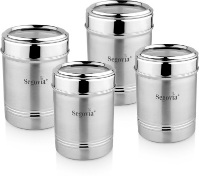 SEGOVIA Steel Grocery Container  - 1000 ml, 800 ml(Pack of 4, Silver)