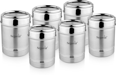 SEGOVIA Steel Grocery Container  - 1000 ml, 800 ml(Pack of 6, Silver)