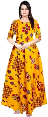 Trendy Fab Women Fit and Flare Yellow Dress