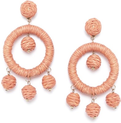 RICHEERA Peach-Coloured Circular Earrings Metal Drops & Danglers