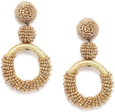 RICHEERA Gold-Toned Beaded Circular Earrings Metal Drops & Danglers