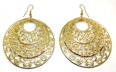 RVM Jewels Big Round Gold Plated Multi Layer Hoop With Design Party Wedding Earrings Alloy Hoop Earring