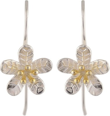 Silverwala 925 Sterling Silver Italian Finish Flower Earring, Fashionable earring Emerald Silver Drops & Danglers