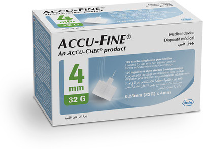 ACCU-CHEK Accu-Fine Insulin Pen Needles – Pack of 100 – (32G) * 4mm Glucometer Lancets(100)