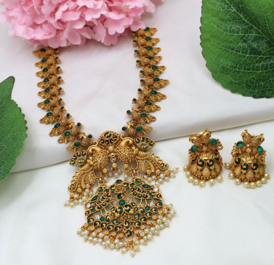 BHARGAV ART Alloy Green, Gold Jewellery Set(Pack of 1)