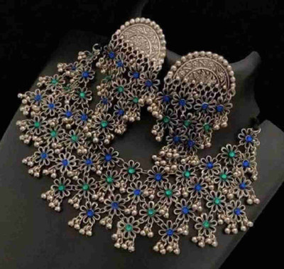 BMINO Oxidised Silver Sterling Silver Silver, Blue, Green Jewellery Set(Pack of 1)