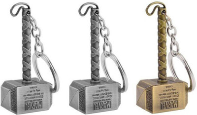 gtrp Set of 3 Thor Hammer Gold and Silver Key Chain Key Chain