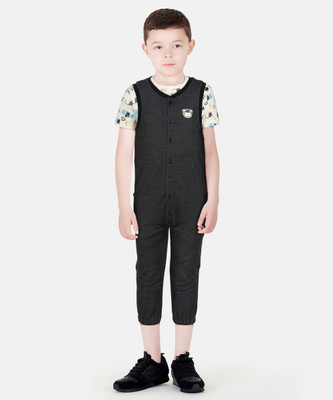 MINI KLUB Baby Boys Casual T-shirt Dungaree(Navy)