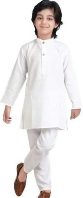 FMSE Boys Casual Kurta and Pyjama Set(White Pack of 1)