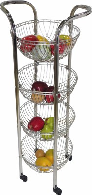 Amol Premium Stainless Steel Basket | Onion | Potato | Grocery | Fruit | 4 Basket Stainless Steel Kitchen Trolley(DIY(Do-It-Yourself))