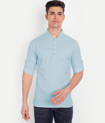 Univibe Men Solid Pathani Kurta(Light Blue)