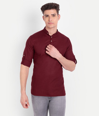 Univibe Men Solid Pathani Kurta(Maroon)