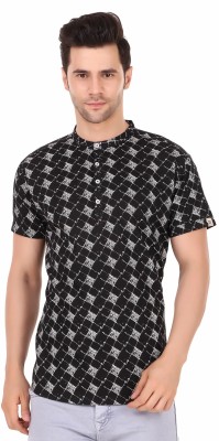 MADE IN THE SHADE Men Printed Straight Kurta(Black)