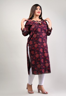 Swasti Women Printed Straight Kurta(Red, Purple)